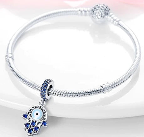 Blue Stone Hamsa Hand Dangle Charm