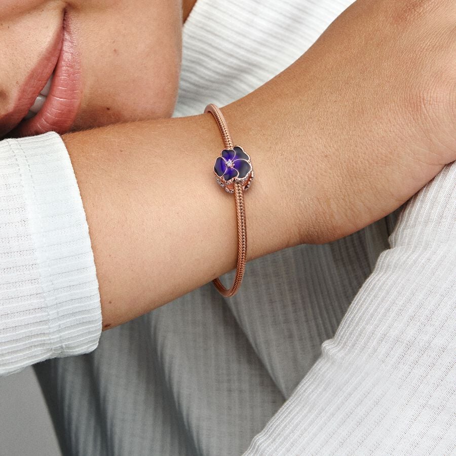 Deep Purple Pansy Flower Charm