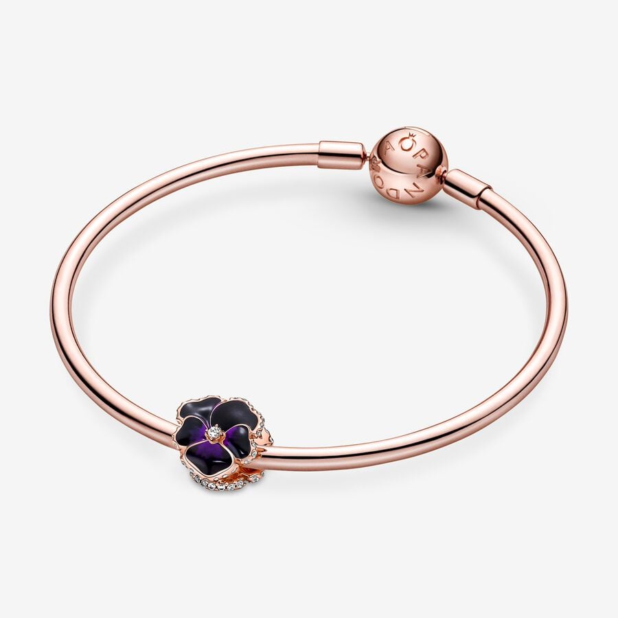 Deep Purple Pansy Flower Charm