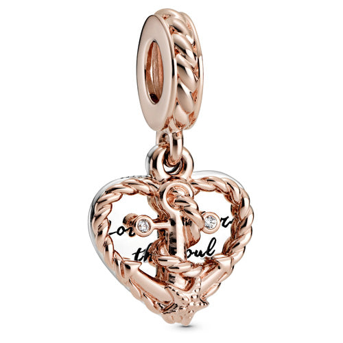 Rose Heart and Love Anchor Dangle