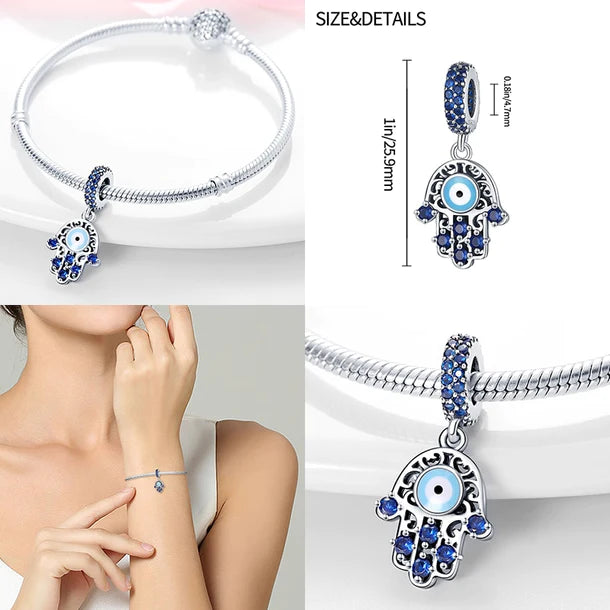 Blue Stone Hamsa Hand Dangle Charm