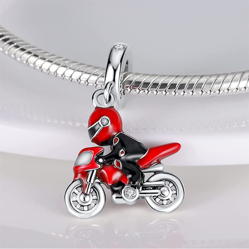 Red Motorbike Motorcycle Rider Bike Charm
