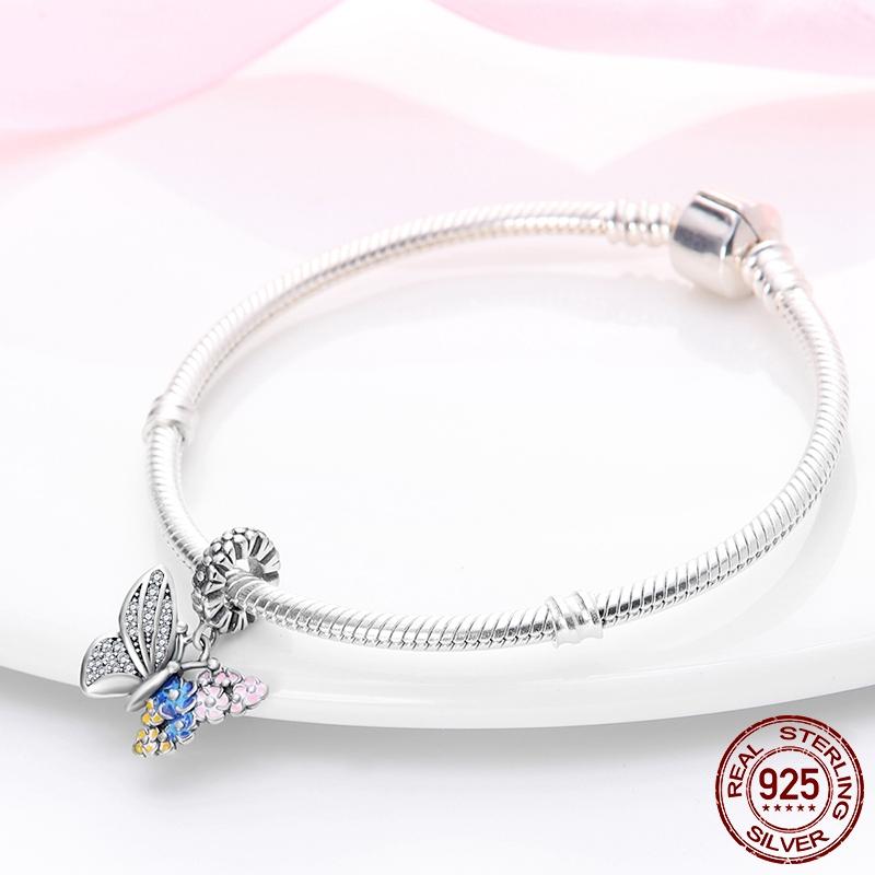Butterfly Dangle Charm Enamel silver Bead